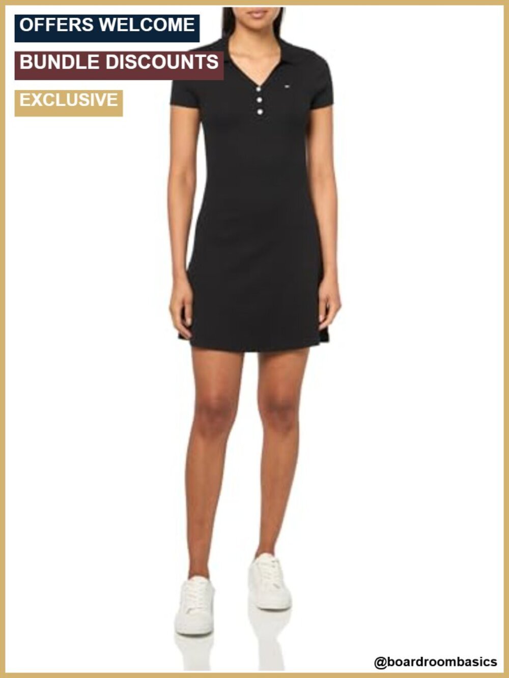 Women's Cotton Blend Polo Dress | Short Sleeve Fit & Flare | Button Front